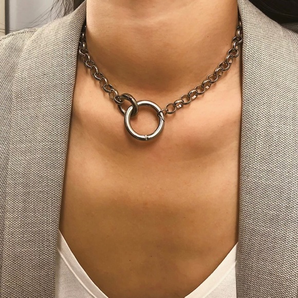 My Added Sparkle Jewelry - Silver Circle & Chunky Chain Choker